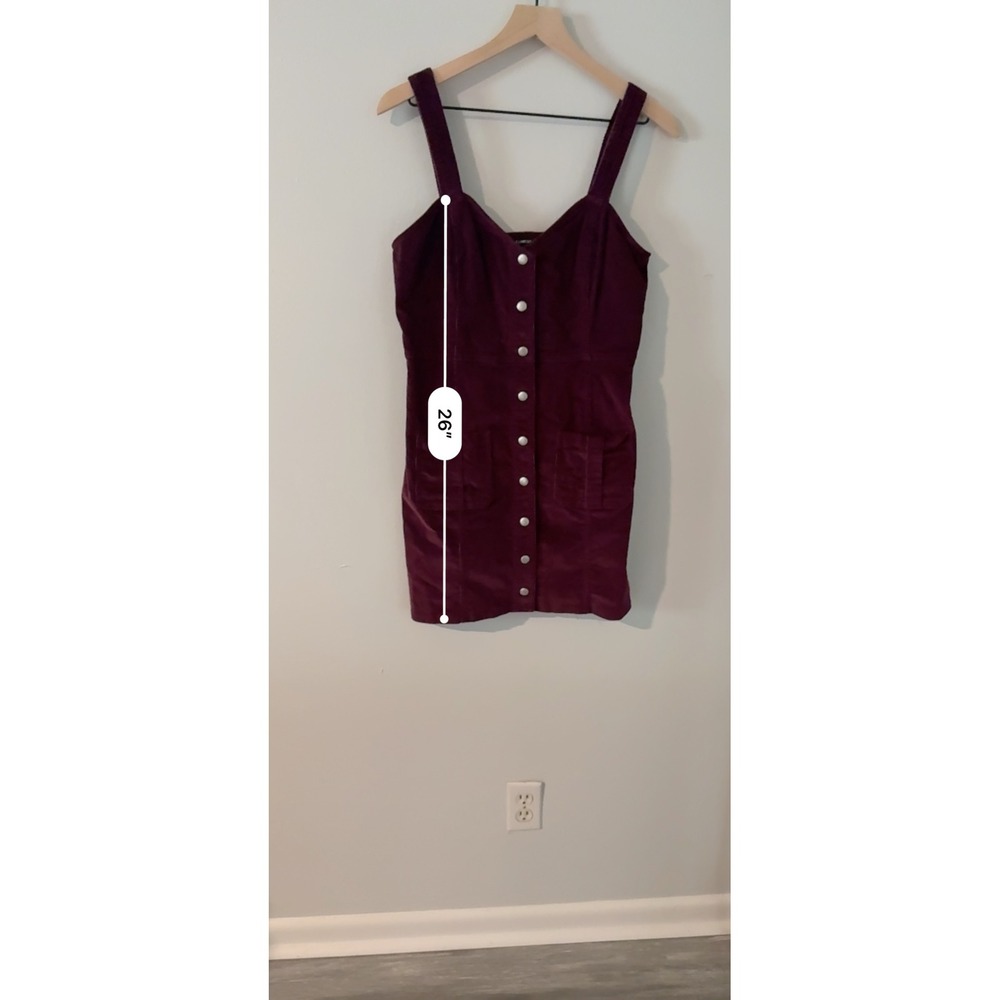 Y2k Corduroy Overall Dress Maroon - Picture 5 of 7